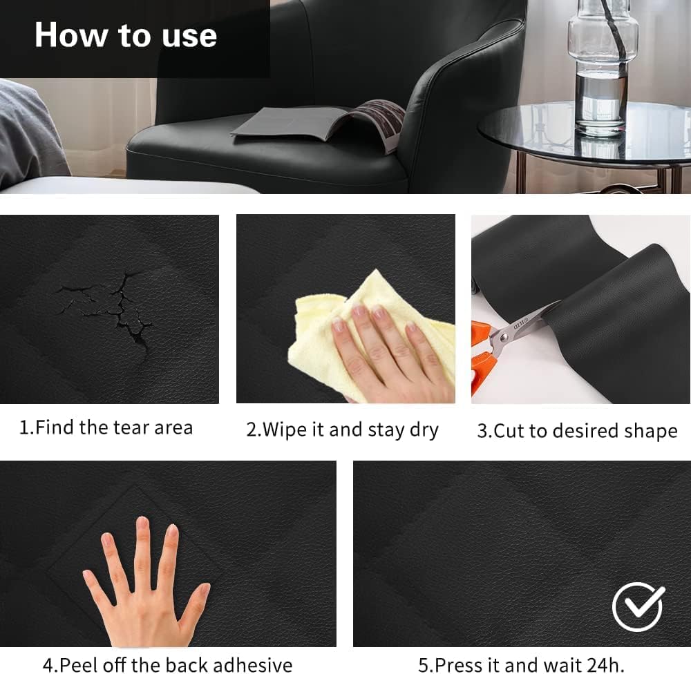 Self-Adhesive Leather Repair Sheet ( Black )